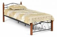 Кровать AT-803 Wood slat base дерево гевея/металл, 90*200 см (Single bed), красный дуб/черный. Фото №1