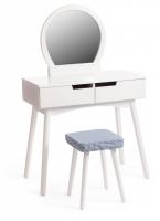 Туалетный столик с зеркалом и табуретом Secret De Maison FABRON (mod. TT-DT033) МДФ+сосна, 80*40*130,5, Белый (White) фото Туалетный столик с зеркалом и табуретом Secret De Maison FABRON (mod. TT-DT033) МДФ+сосна, 80*40*130,5, Белый (White). Фото №1