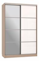 Гранд 2-600 с зеркалом (полки справа) дуб млечный/белый фото Гранд 2-600 с зеркалом (полки справа) дуб млечный/белый