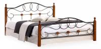 Кровать AT-822 дерево гевея/металл, 140*200 см (Double bed), красный дуб/черный