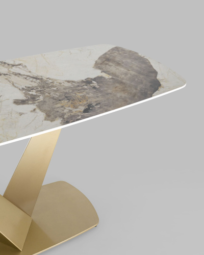 Стол обеденный Аврора 180*90 керамика светлая. Фото №6