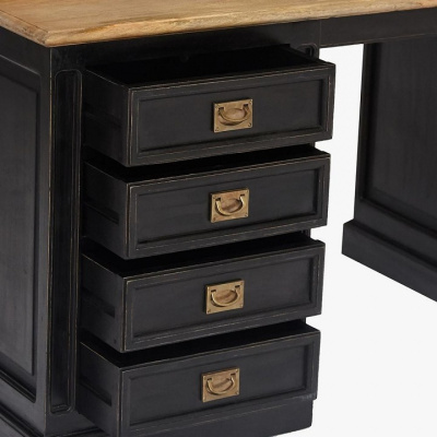 Стол письменный Secret de Maison BLACK LABEL (mod. WA-0036) дерево акация, манго, мдф, 176х80х75см, черный/натуральный. Фото №2