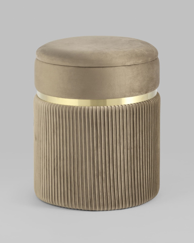 Пуф Миранда с ящиком велюр бежевый. Фото №3