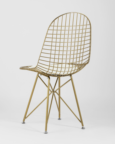 Стул обеденный Eiffel золотой с белой подушкой. Фото №7