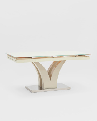 Стол обеденный Верона раскладной 160-220*90 глянцевый бежевый. Фото