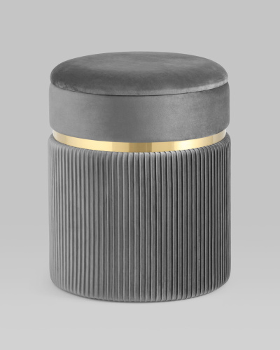 Пуф Миранда с ящиком велюр серый. Фото №3