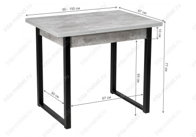 Стол деревянный Форли бетон / черный матовый. Фото №2