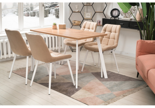 Стол деревянный Тринити Лофт 120 25 мм дуб вотан / матовый белый. Фото №6