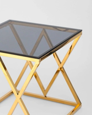 Журнальный стол 55*55 ИНСИГНИЯ золото стекло smoke фото Журнальный стол 55*55 ИНСИГНИЯ золото стекло smoke. Фото №2