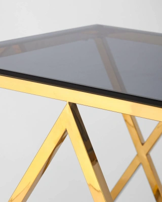 Журнальный стол 55*55 ИНСИГНИЯ золото стекло smoke фото Журнальный стол 55*55 ИНСИГНИЯ золото стекло smoke. Фото №3