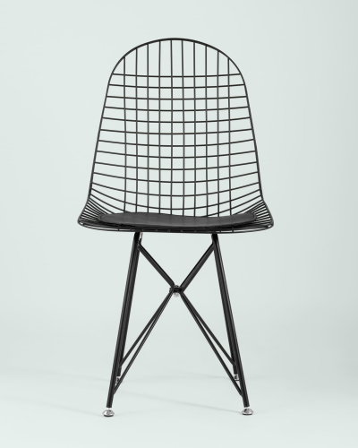 Стул обеденный Eiffel черный с черной подушкой. Фото №5