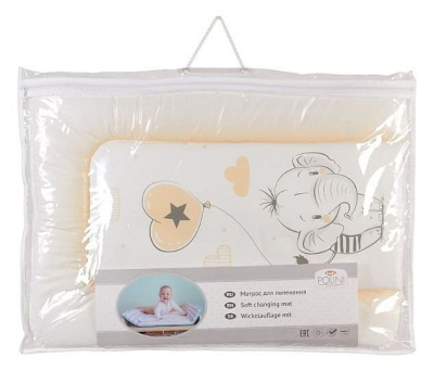 Матрас пеленальный Polini kids Слоник, бежевый. Фото