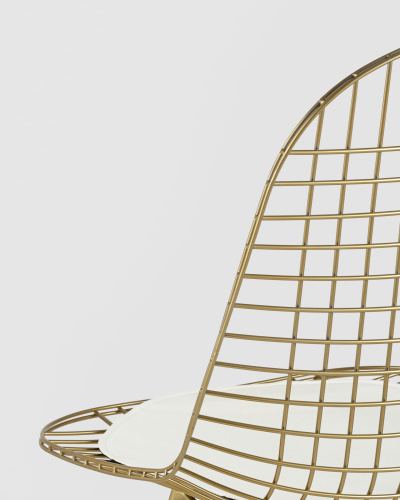 Стул обеденный Eiffel золотой с белой подушкой. Фото №8