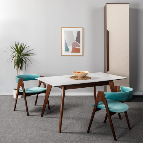 Стол Лунд раскладной 140-180 ОРЕХ-Мрамор Бьянко. Фото №9