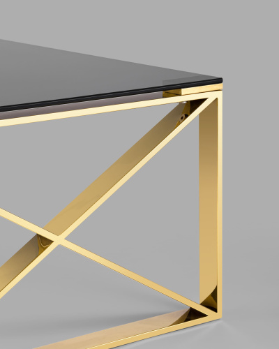 Журнальный стол 120*60 КРОСС золото стекло smoke. Фото №6