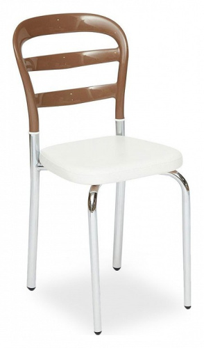 Стул Izmir (Mod.10) металл,,пластик,экокожа , 38x40x89.5см, бело-коричневый (поставляется только по 4 шт). Фото №1