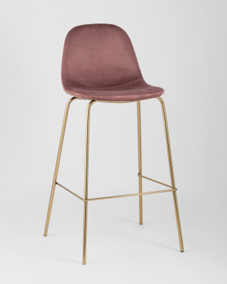 Стул барный Валенсия велюр пыльно-розовый золотые ножки. Фото №3