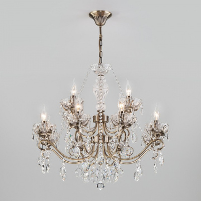 Потолочная люстра Eurosvet Teodore 10103/12 античная бронза/прозрачный хрусталь Strotskis фото Потолочная люстра Eurosvet Teodore 10103/12 античная бронза/прозрачный хрусталь Strotskis. Фото №2