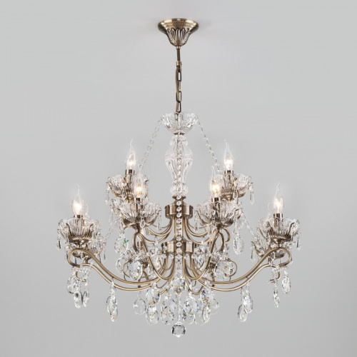 Потолочная люстра Eurosvet Teodore 10103/12 античная бронза/прозрачный хрусталь Strotskis фото Потолочная люстра Eurosvet Teodore 10103/12 античная бронза/прозрачный хрусталь Strotskis. Фото №2