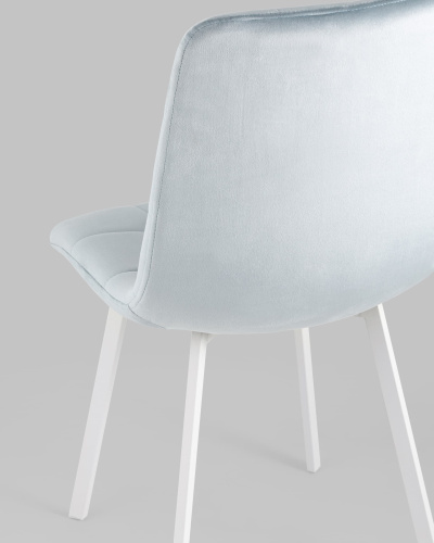 Стул Chilly велюр серо-голубой ножки белые. Фото №8